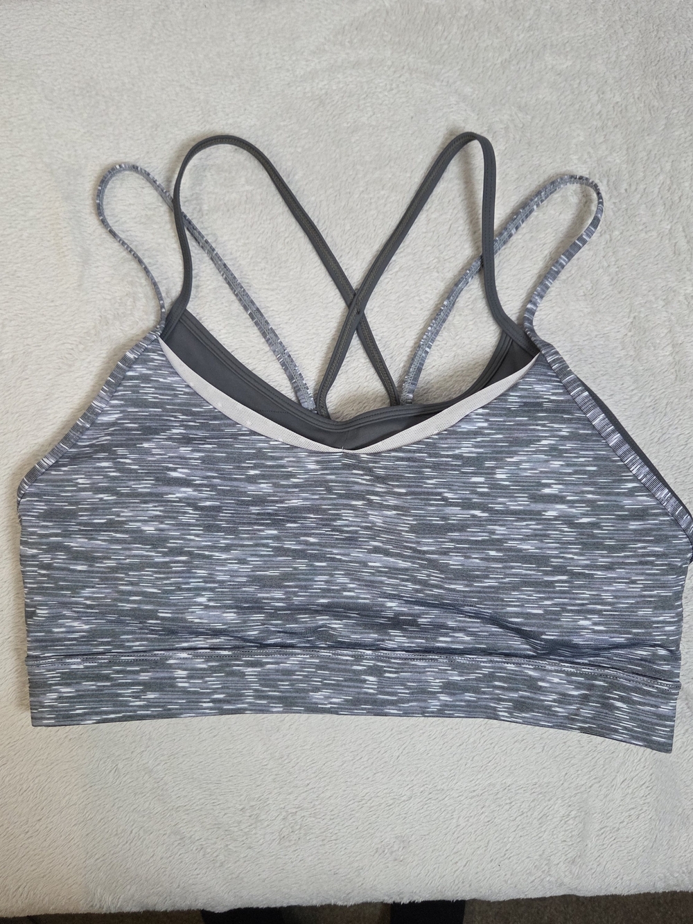 The ZYIA Active Gray Space Dye Luxe Strappy Bra XXL EUC